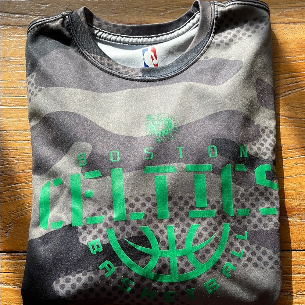 Adorable camo print Boston Celtics Basketball long sleeve shirt